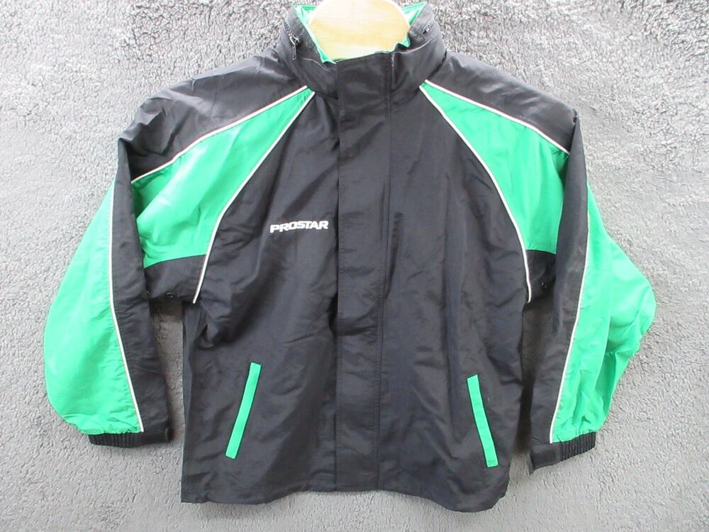NWOT Vintage Prostar Pro Star Hidden Hood Men's Small Nylon Jacket Green & Black
